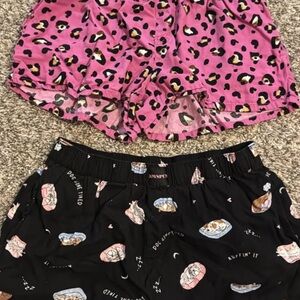 Trendy Pink Leopard and Black Graphic Pajama Shorts Set